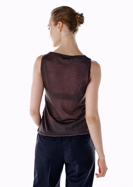 ULTRAFINE MERINO WOOL BLEND KNIT TOP DARK GREY - 5