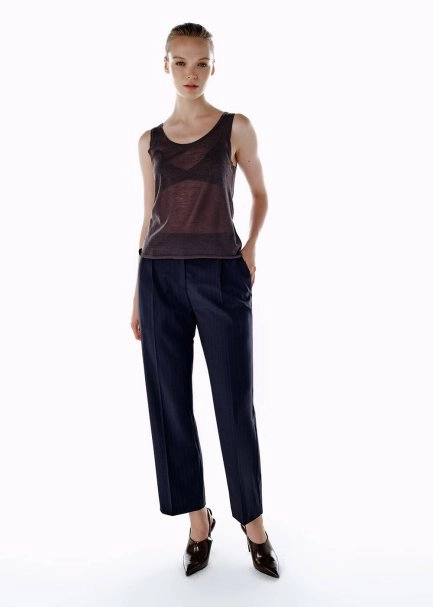 ULTRAFINE MERINO WOOL BLEND KNIT TOP DARK GREY - 2