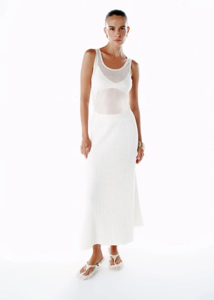 Ultrafıne Merino Yün Karışımlı Triko Üst Ekru - 3