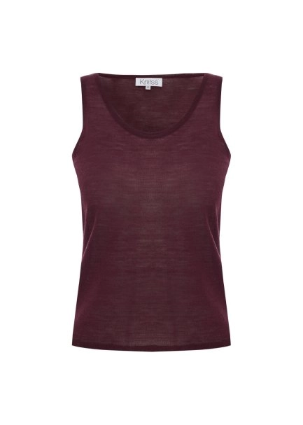 Ultrafıne Merino Yün Karışımlı Triko Üst Vişne - 6