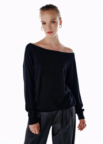 ULTRAFINE ORGANIC CASHMERE SWEATER BLACK - 1