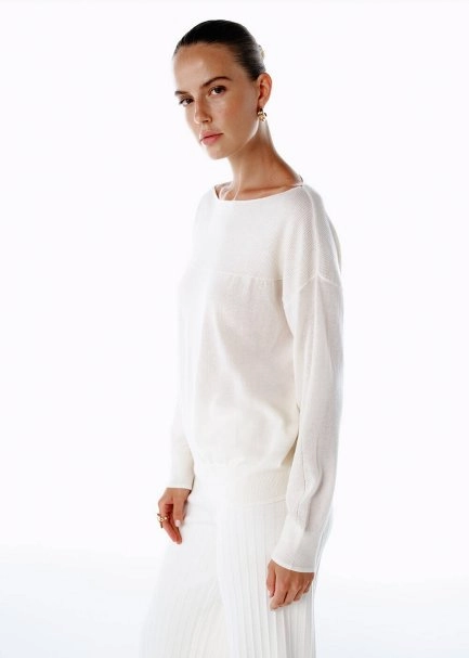 ULTRAFINE ORGANIC CASHMERE SWEATER ECRU - 4