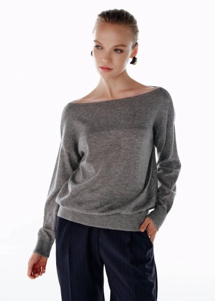 ULTRAFINE ORGANIC CASHMERE SWEATER MID GREY - 3