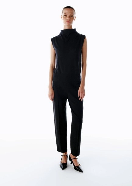 ULTRAFINE WOOL CASHMERE BLEND KNIT TOP BLACK - 2