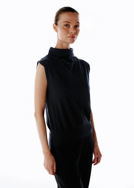 ULTRAFINE WOOL CASHMERE BLEND KNIT TOP BLACK - 4