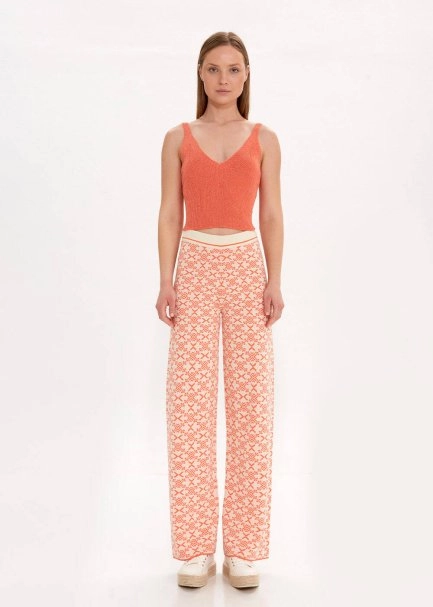 V NECK APRICOT CROP KNIT TOP - 2