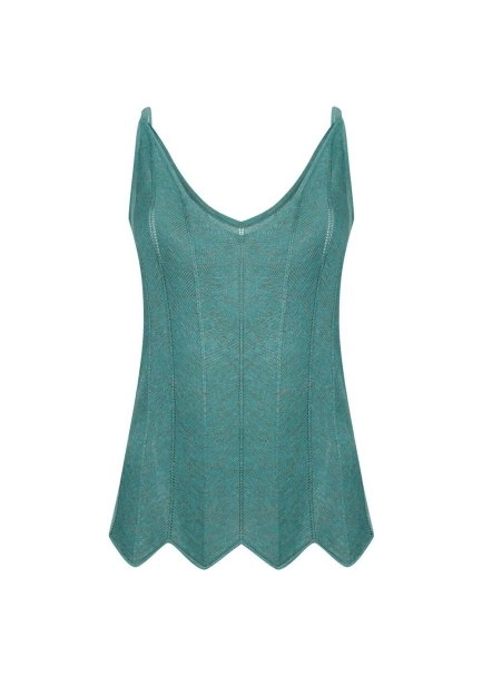 V Neck Aquamarıne Sleeveless Knıt Top - 6