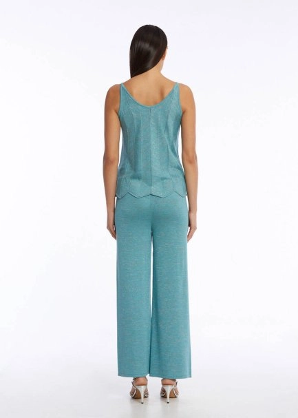 V Neck Aquamarıne Sleeveless Knıt Top - 5