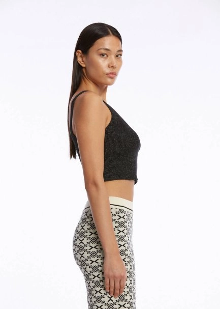 V NECK BLACK CROP KNIT TOP - 3