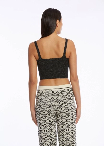 V NECK BLACK CROP KNIT TOP - 5