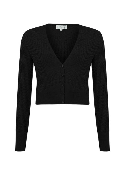 V NECK BLACK KNIT CARDIGAN - 6