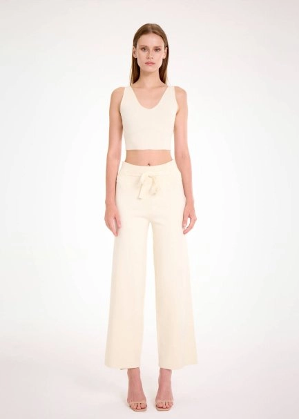 V NECK CROP PANNA KNIT TOP - 2