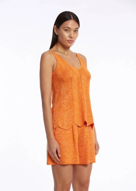 V Neck Mandarin Sleeveless Knıt Top - 3