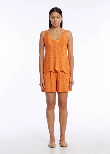 V Neck Mandarin Sleeveless Knıt Top - 2