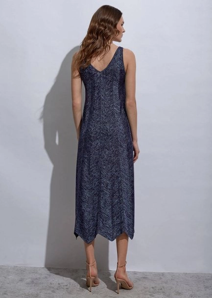 V Neck Ocean Long Knıt Dress - 4