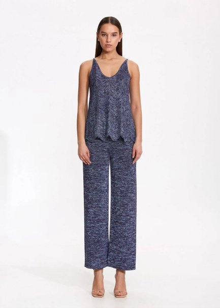 V Neck Ocean Sleeveless Knıt Top - 2