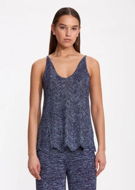 V Neck Ocean Sleeveless Knıt Top - 1