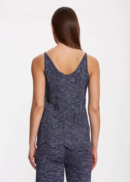 V Neck Ocean Sleeveless Knıt Top - 5
