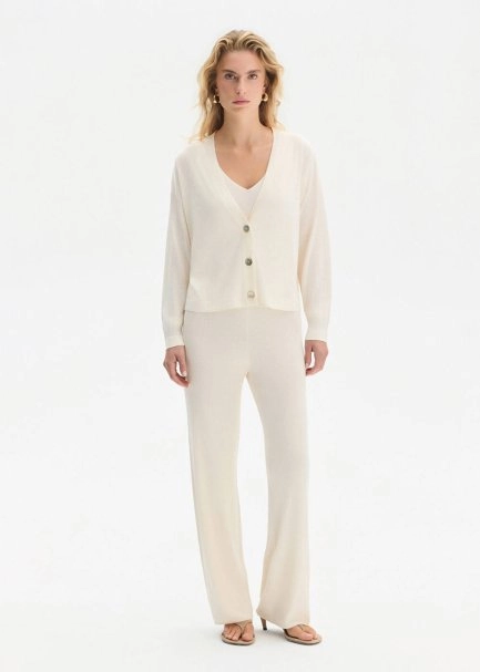 V NECK PEARLY KNIT CARDIGAN - 3