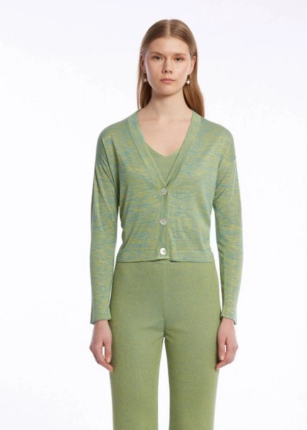 V NECK PISTACHIO KNIT CARDIGAN - 2