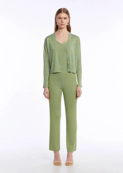V NECK PISTACHIO KNIT CARDIGAN - 1
