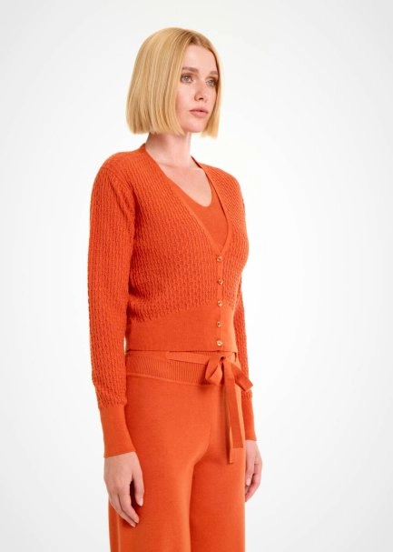 V NECK PUMPKIN KNIT CARDIGAN - 4