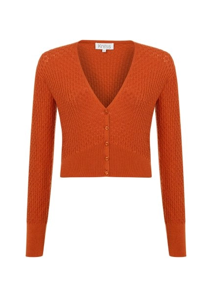 V NECK PUMPKIN KNIT CARDIGAN - 6