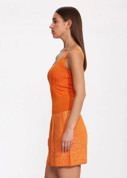 V Neck Ribbed Mandarin Knit Top - 4