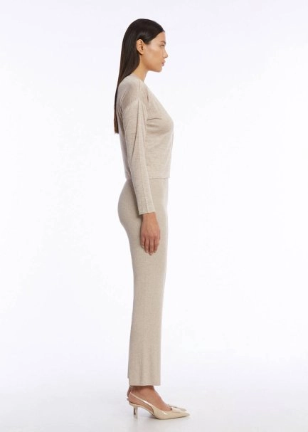 V NECK SAND KNIT CARDIGAN - 4