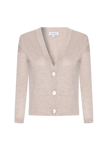 V NECK SAND KNIT CARDIGAN - 6