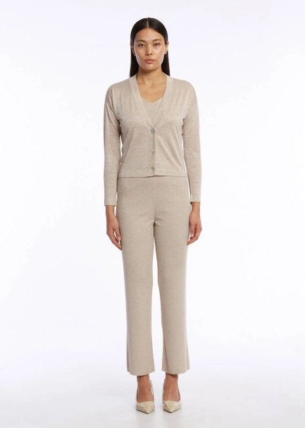 V NECK SAND KNIT CARDIGAN - 2