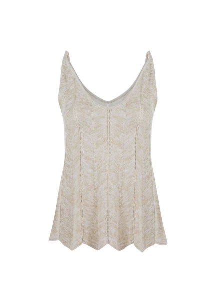 V Neck Sand Sleeveless Knıt Top - 6
