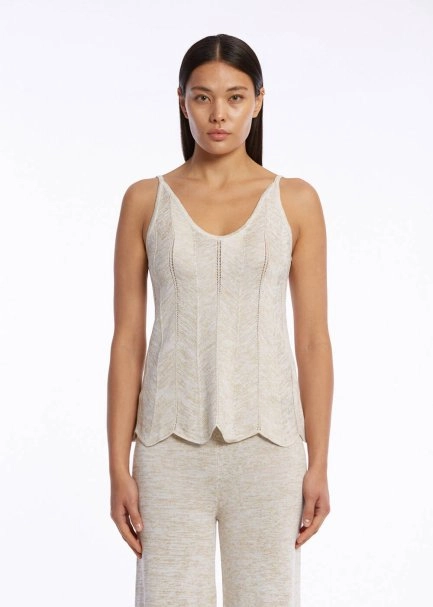 V Neck Sand Sleeveless Knıt Top - 1