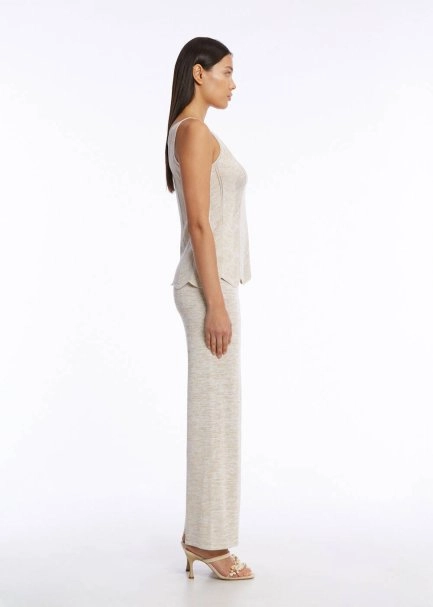 V Neck Sand Sleeveless Knıt Top - 4