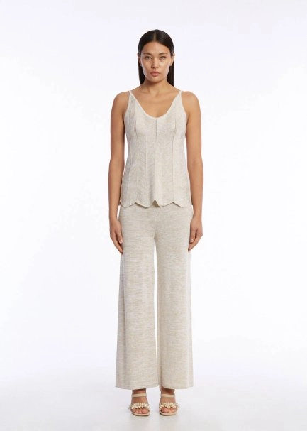 V Neck Sand Sleeveless Knıt Top - 2