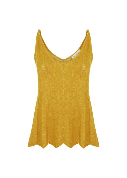 V Neck Mandarin Sleeveless Knıt Top - 6