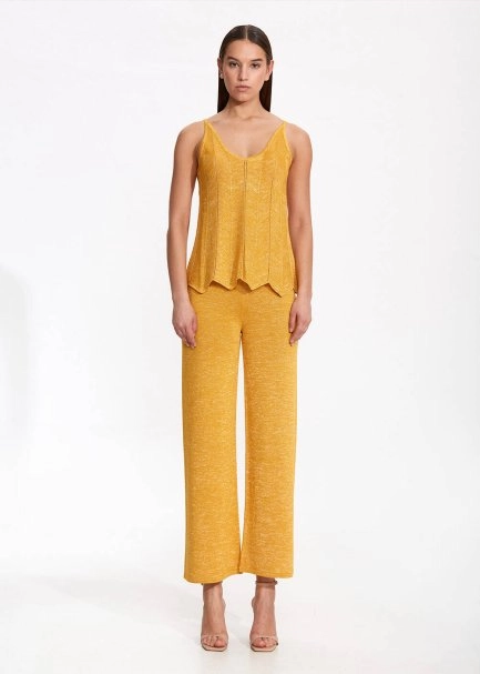 V Neck Mandarin Sleeveless Knıt Top - 1