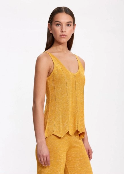V Neck Mandarin Sleeveless Knıt Top - 3