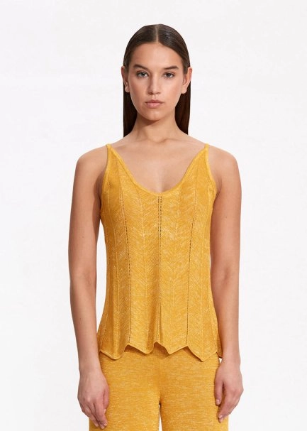 V Neck Mandarin Sleeveless Knıt Top - 2