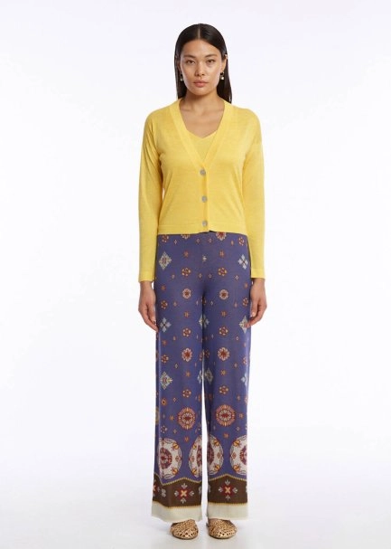 V NECK SUNFLOWER KNIT CARDIGAN - 2