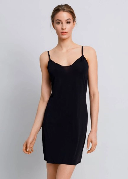 V Yaka Askılı Siyah Kombinezon - 1