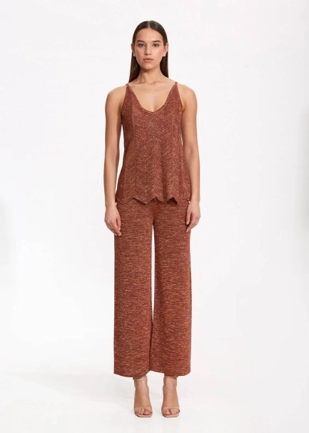 V Yaka Kolsuz Bronz Triko Üst - 2