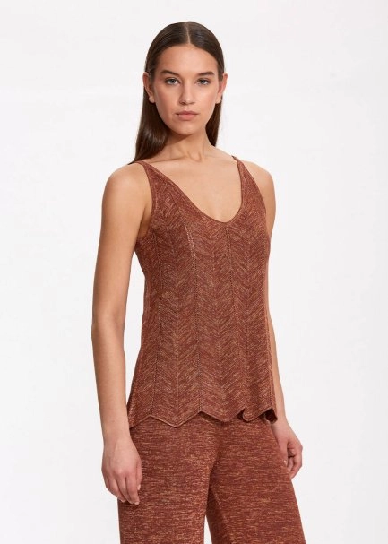 V Yaka Kolsuz Bronz Triko Üst - 3