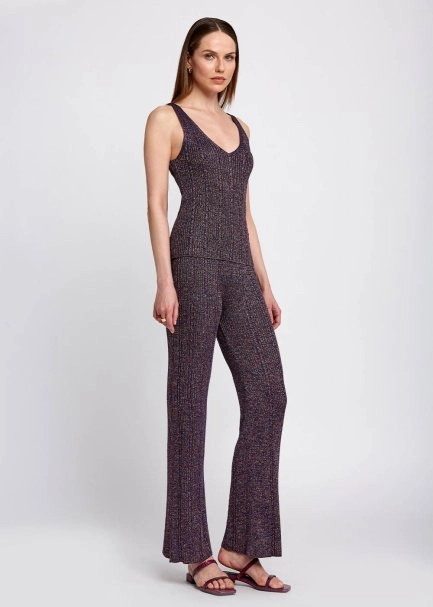 V Yaka Kolsuz Mor Triko Üst - 2