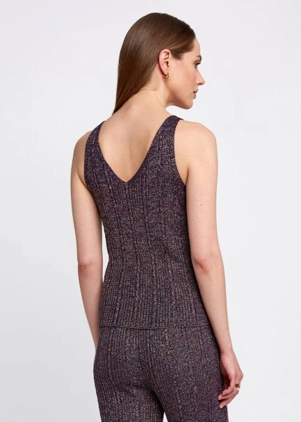 V Yaka Kolsuz Mor Triko Üst - 3