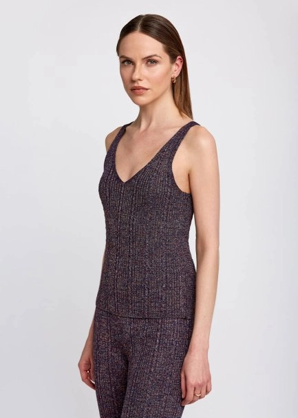 V Yaka Kolsuz Mor Triko Üst - 4