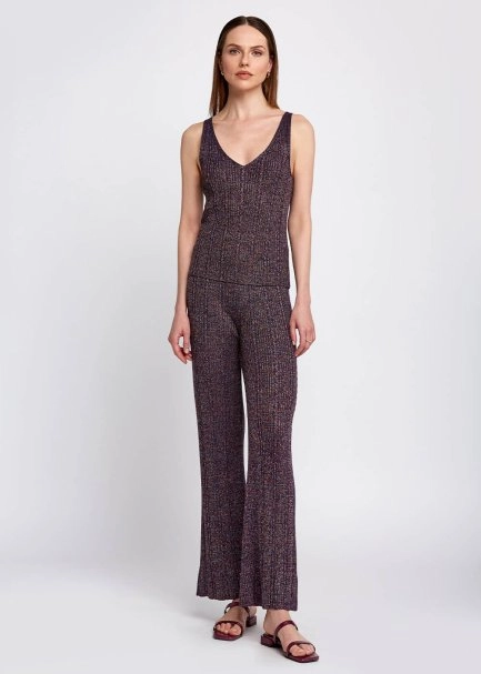 V Yaka Kolsuz Mor Triko Üst - 5