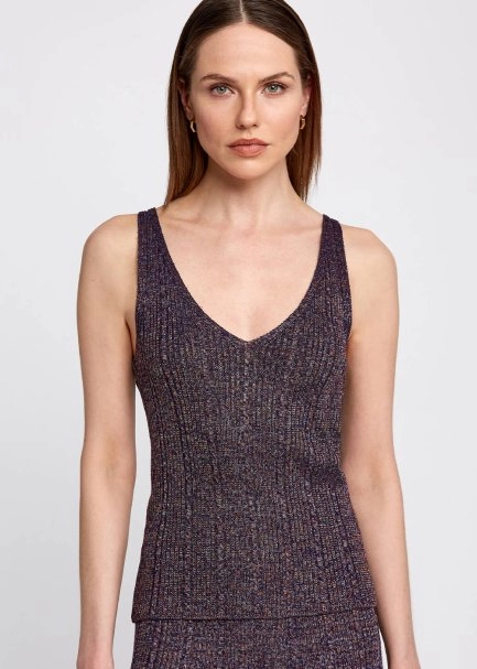 V Yaka Kolsuz Mor Triko Üst - 7