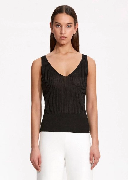 V Yaka Ribli Siyah Triko Üst - 1