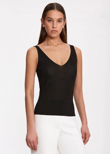 V Yaka Ribli Siyah Triko Üst - 3
